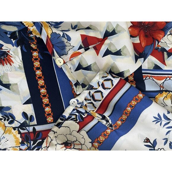 Anthropologie Fig and Flower Women's Tunic Blouse Plus 2X Floral Red Blue White - Picture 14 of 15